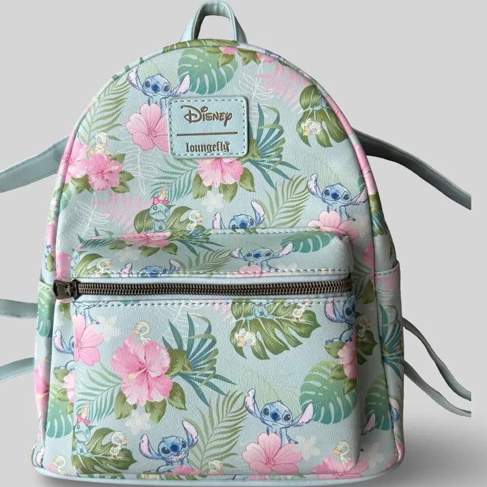 Loungefly Disney Lilo & Stitch Tropical Floral Mini Backpack Pastel Blue Vegan